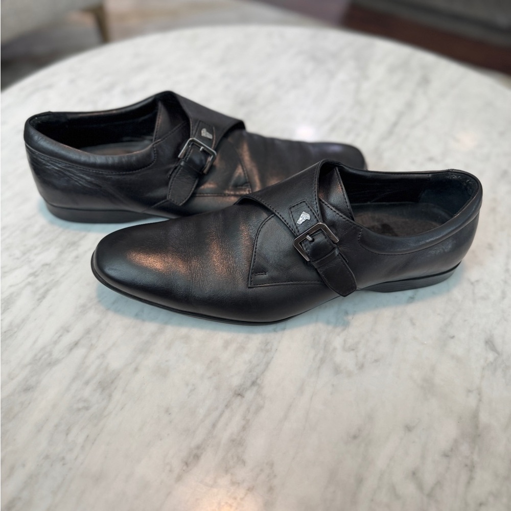 Men's Versace Black Leather Dress Shoes - Picture 2 of 8